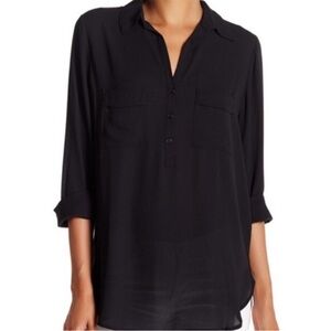 Pleione‎ Black Button Blouse
